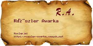 Röszler Avarka névjegykártya